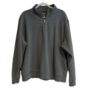 LL Bean Gray Cotton 1/4 Zip Heavy Cotton Blend Classic Sweater Jacket Size Large